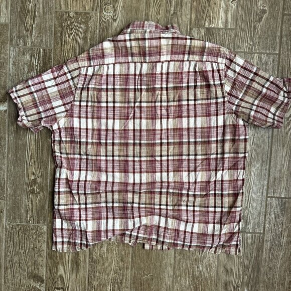 2/$18 SALE! Tasso Elba ISLAND Mens Shirt XXL Red Plaid Linen Blend Short Sleeve - Picture 11 of 11